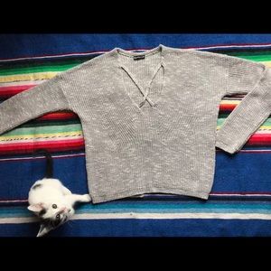 Express Rib Knitted V neck Sweater